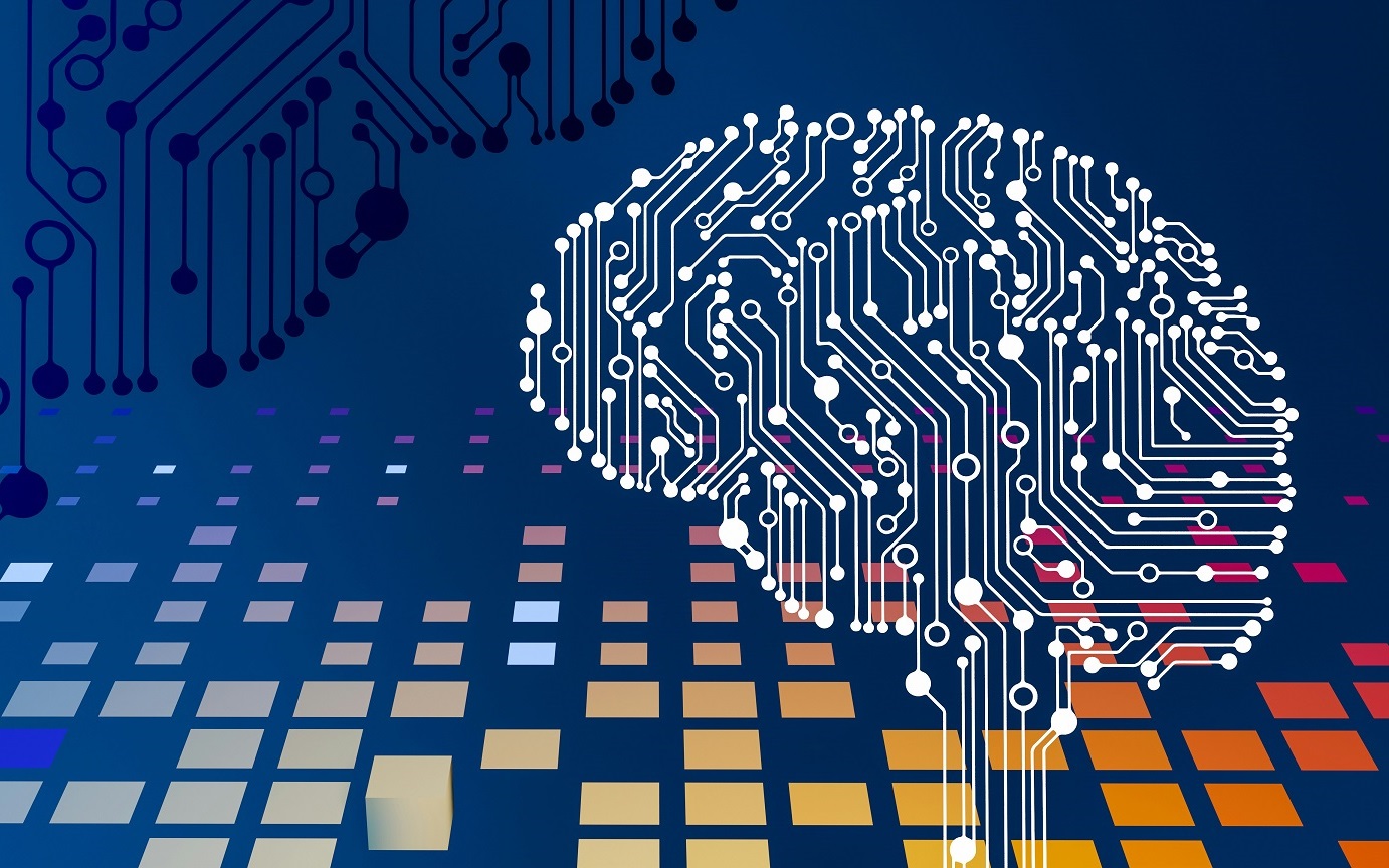 Illustration de cerveau numérique et circuits électroniques