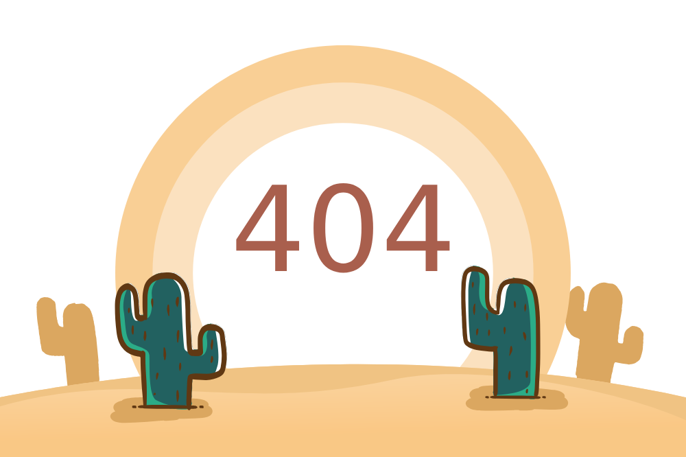 Page introuvable avec cactus et numéro 404